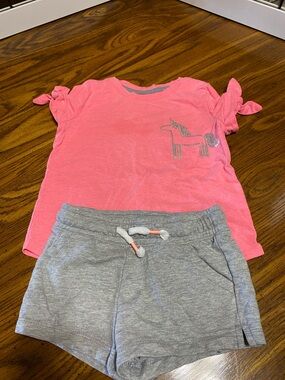 Cat & Jack Pink Top and Gray Shorts Matching Set